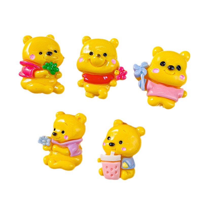 Nueva historieta pooh oso resina accesorios diy accesorios para el cabello horquilla accesorios hechos a mano goka crema de goma caja del teléfono diadema