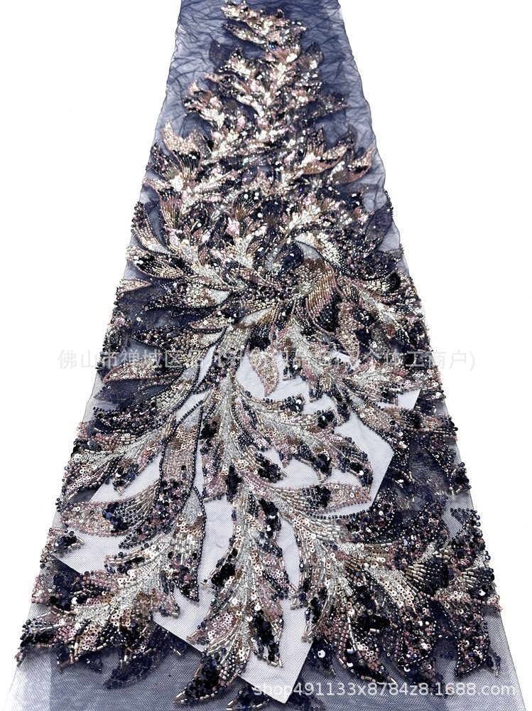 Fábrica directa industria pesada 6 tipos de tela bordada de cuentas de lujo vestido de boda cintura cola de pescado pequeña tela de cola image 11