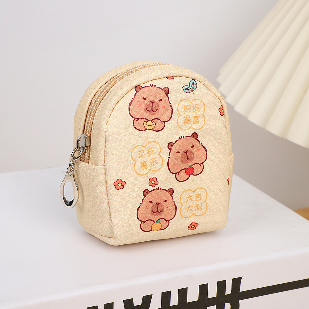 Coreano ins Feng Shui Dolphin impermeable cuero bolso de cambio pequeño lindo capibara mini auriculares bolso de llaves colgante