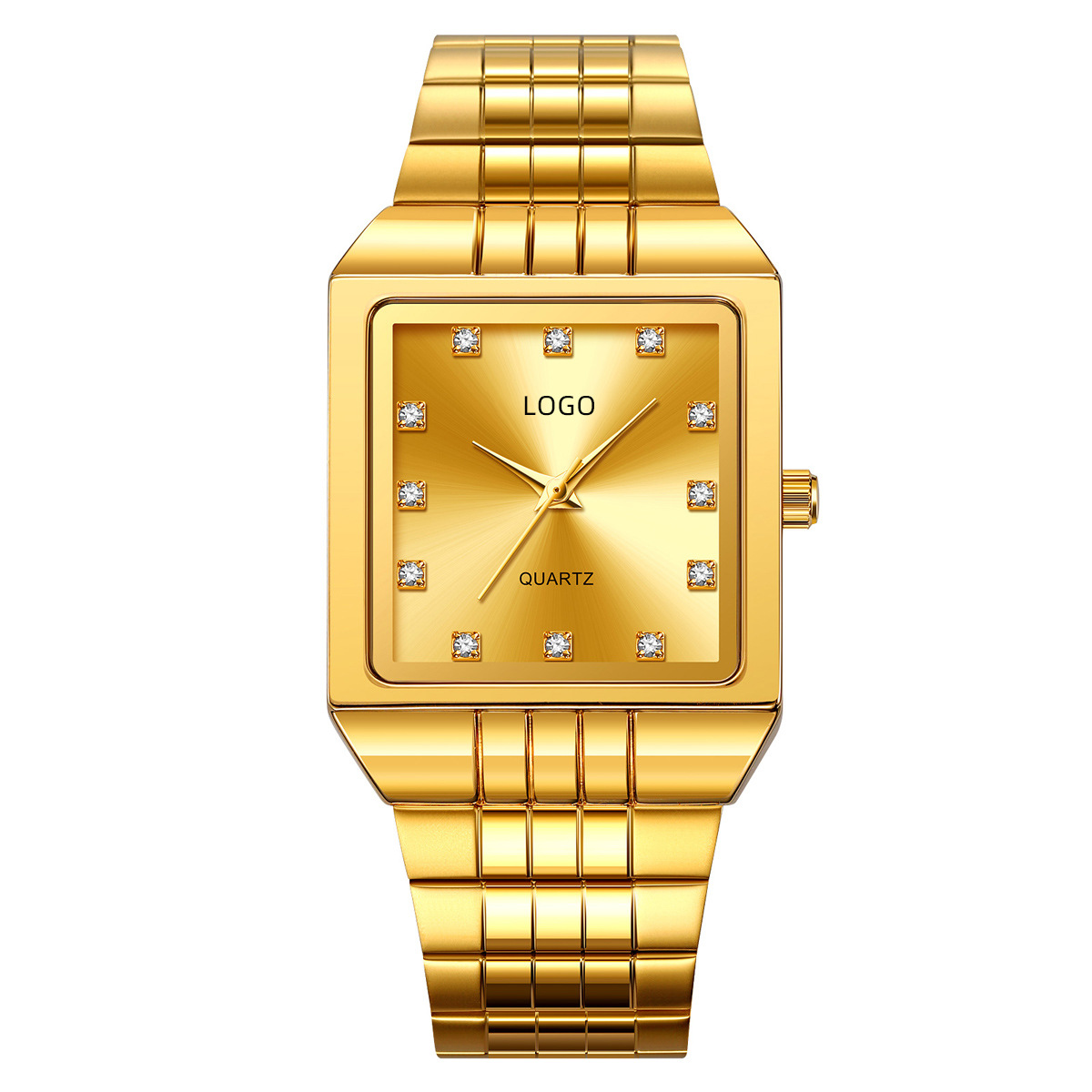 Comercio exterior transfronterizo reloj de hombre cuadrado correa de acero impermeable reloj de cuarzo hombre reloj de pulsera simple fuente fábrica a granel personalizado