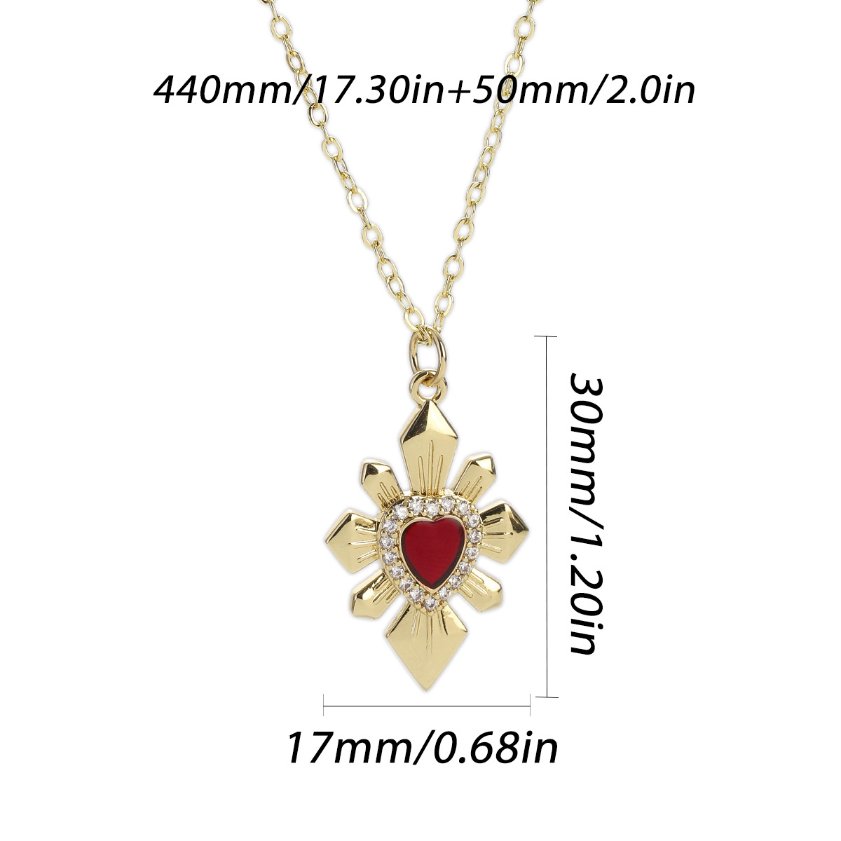 17g Weight Pendant, Chain Jewelry Making Type Copper Chain Material 1 Piece Quantity Holiday, Street Occasion Copper Material Heart Shape Pattern Unisex Gender Plating Design Retro, Simple Style Style 1 Piece Copper Heart Shape Pendant Chain 7