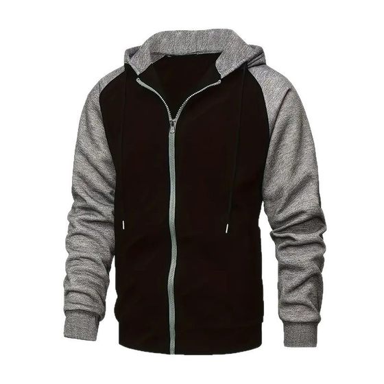 Cross-Border New Men's Zipper Cardigan Jacket Spring and Autumn Color Matching Fashion Raglan Sleeve Casual Sweatshirt Sports Sweatshirt