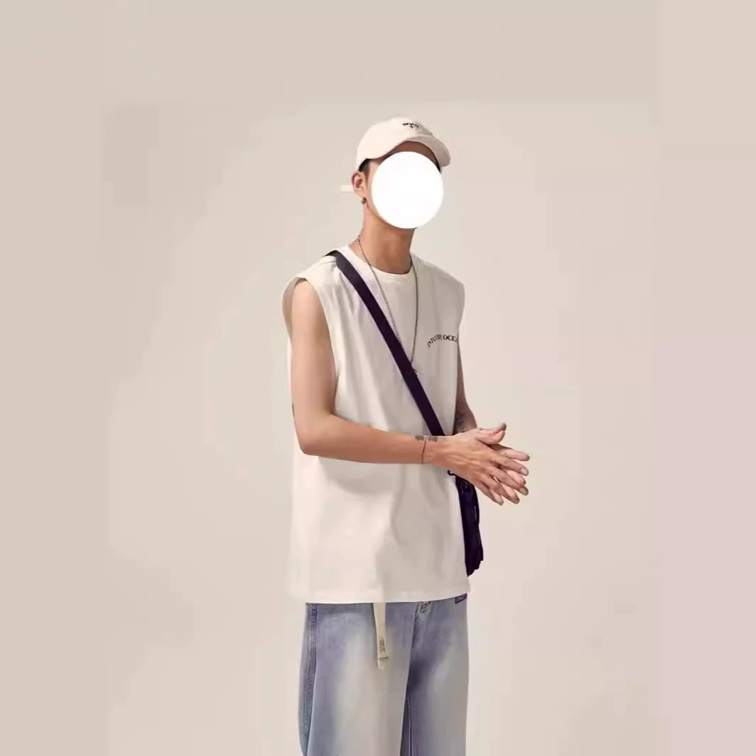 Японский свежий американский летний жилет мужской прилив свободный баскетбол спортивный фитнес-бар футболка без рукавов с принтом