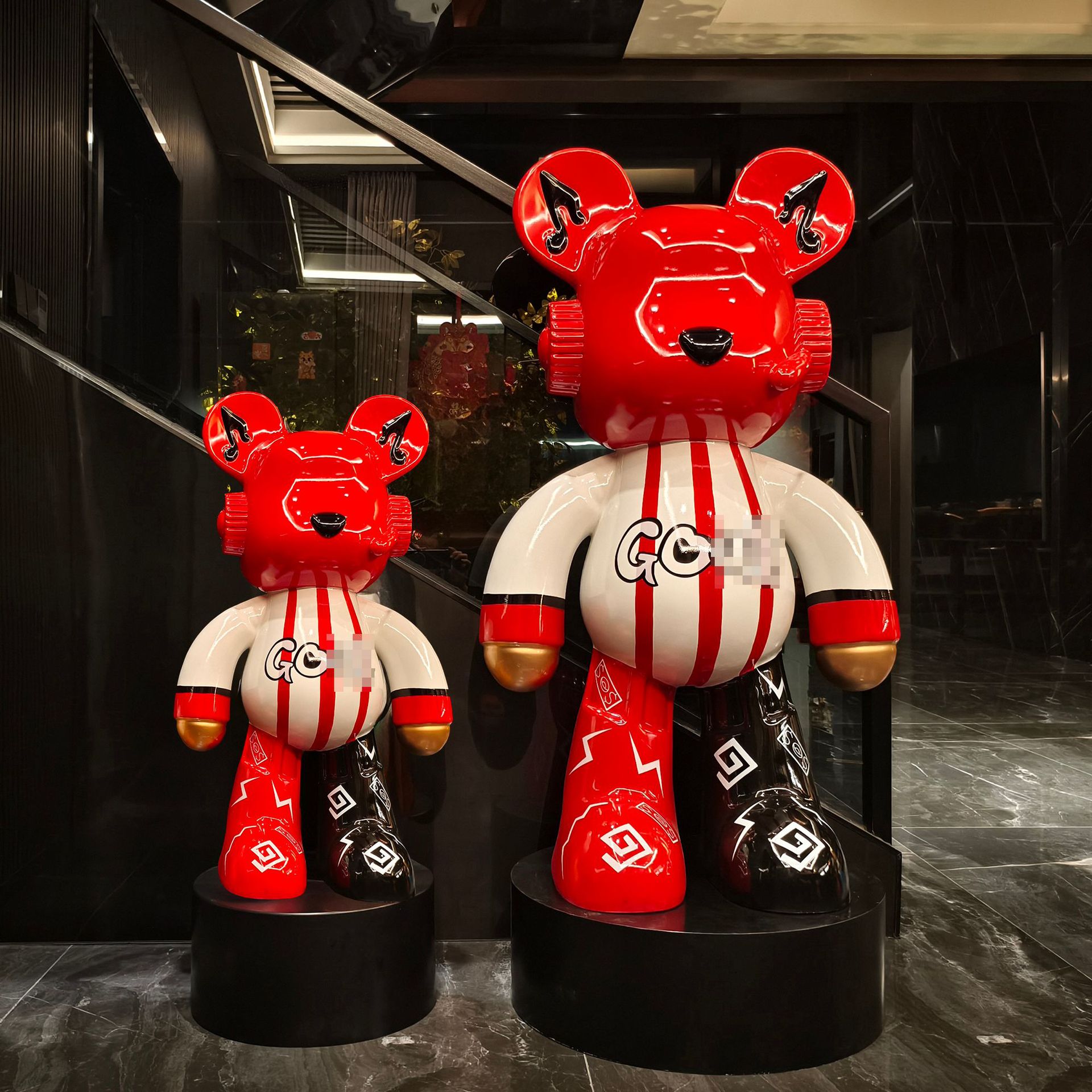 Creative Painted Space Bear Floor Ornaments Living Room TV Cabinet Next to Sofa Live Room Home Decorations Piggy Bank