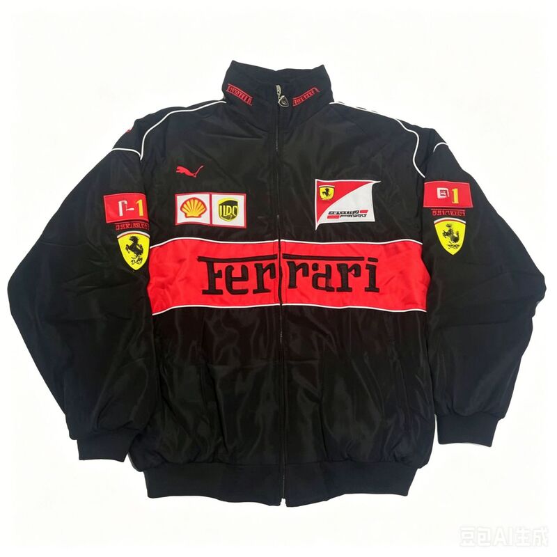 2025 F1 Ferrari Embroidered Racing Men's Jacket Cross-Border Retro European and American Motorcycle Riding Jacket 2025 F1 Ferrari Embroidered Racing Men's Jacket Cross-Border Retro European and American Motorcycle Riding Jacket