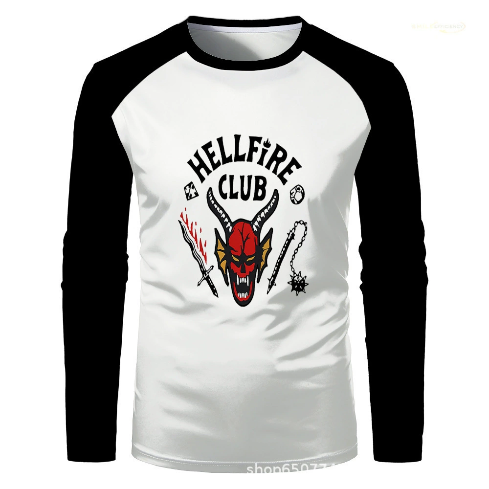 Cross-Border American Tv Series Stranger Things T-Shirt Long-Sleeved Stranger Things Fire Club Spot Wholesale