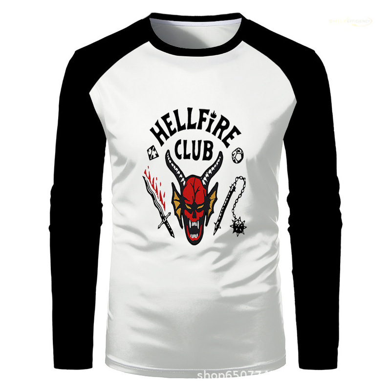 Cross-Border American Tv Series Stranger Things T-Shirt Long-Sleeved Stranger Things Fire Club Spot Wholesale
