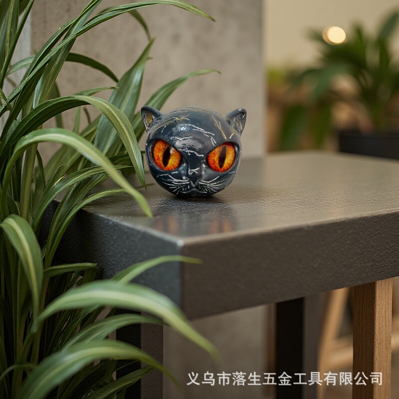 跨境独立站亚马逊猫咪雕塑装饰品摆件万圣节装饰猫咪头像摆件|undefined