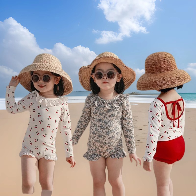 Girls Swimsuit 2025 Summer New One-Piece Backless Cartoon Kidsren's Swimsuit Beach Sun Protection Cute and Fashionable