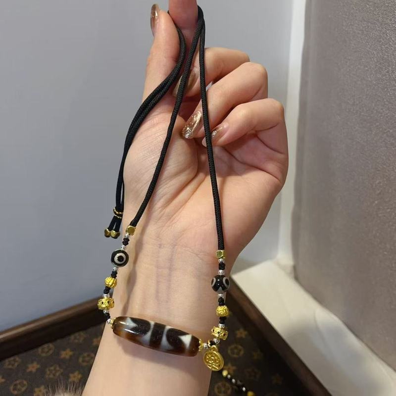 オリジナルデザインのダブルタイガーバイアスビーズネックレス、三つ目ビーズネックレス、ファッションジュエリー、多用途、メーカー直販|undefined