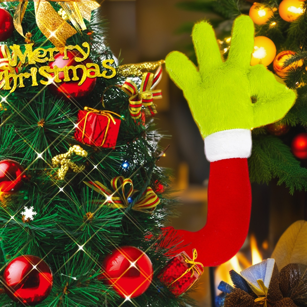 Nuevo Grinch muñeca de Navidad Grinch piel verde extraño brazo muñeca elfo decoración del árbol de Navidad decoraciones