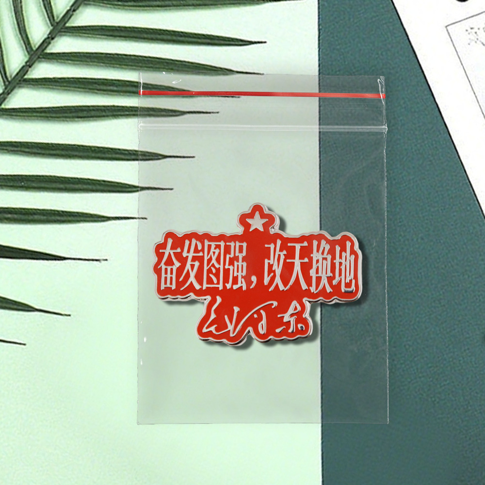 Classic Quotes, "Strive for Progress and Transform the World," Enamel Brooch, Patriotic Badge, Clothing Accessories, Backpack Pendant Decoration