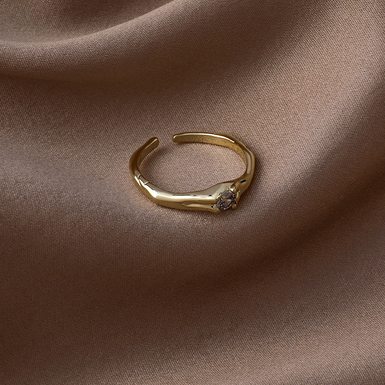 fashion micro-inlaid zircon heart square opening ring wholesale