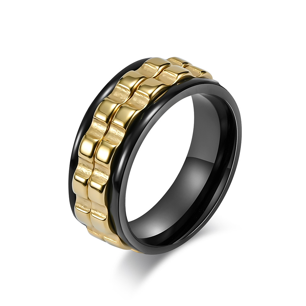 El anillo de descompresión de engranajes giratorios transfronterizos de comercio electrónico alivia la ansiedad nicho ligero diseño de lujo joyería de mano de acero de titanio