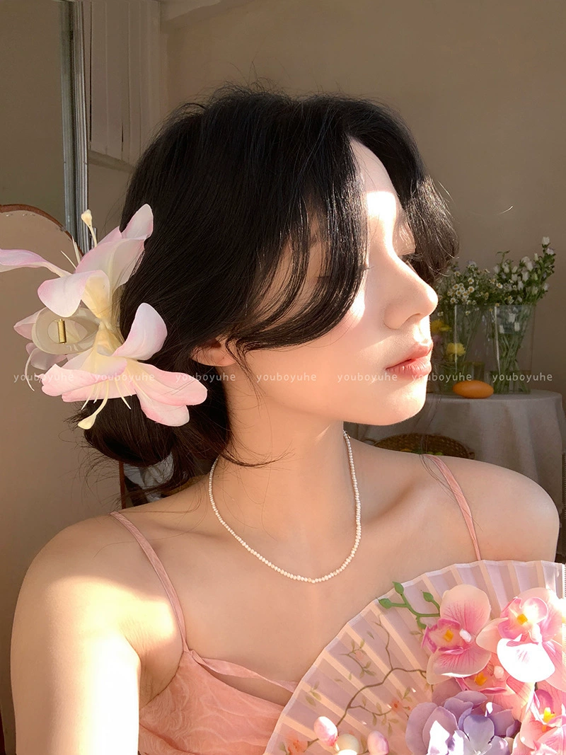 Атмосферная заколка для волос для фотосессий, крабовая заколка, модная hair accessory, с цветами