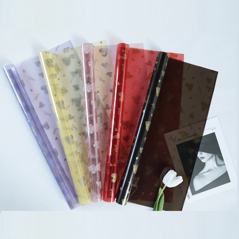 Li Zhi Ran Día de San Valentín Romántico amor impermeable papel de embalaje de flores papel de cristal transparente papel de envoltura