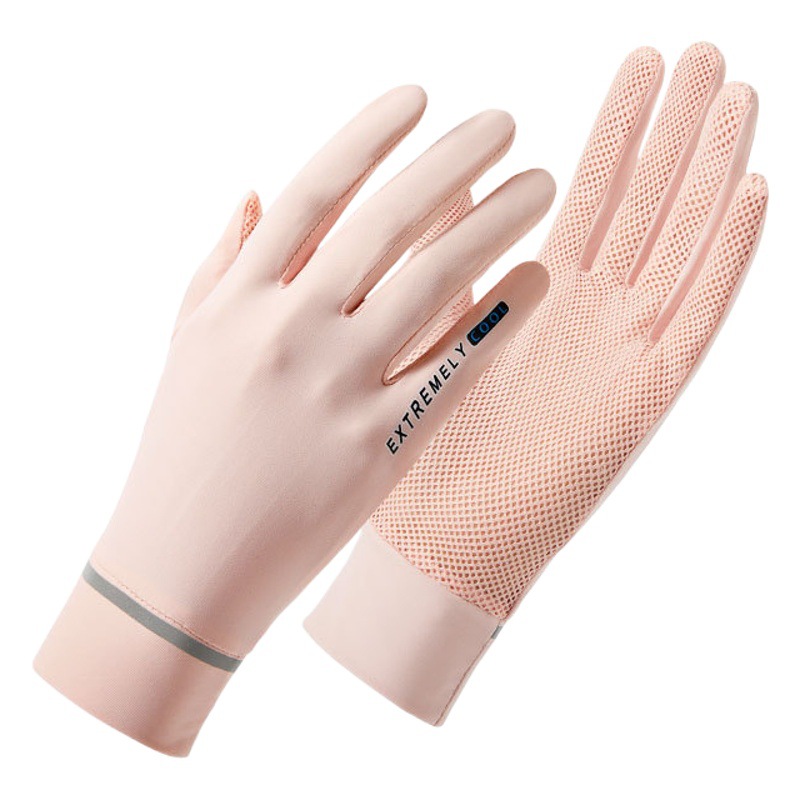 Guantes de protección solar de verano para mujer Flip dedo abierto al aire libre coche eléctrico malla transpirable protección UV guantes de seda de hielo fino