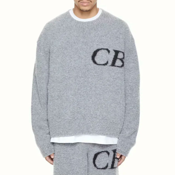 Cross-Border European and American Trendy Brand Cole Buxton Letter Round Neck Sweater for Men and Women with Cb Logo Knitted Pullover