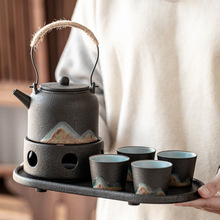 日式功夫茶具套装加热温茶炉茶壶套装茶盘茶杯陶瓷温茶器礼品批发
