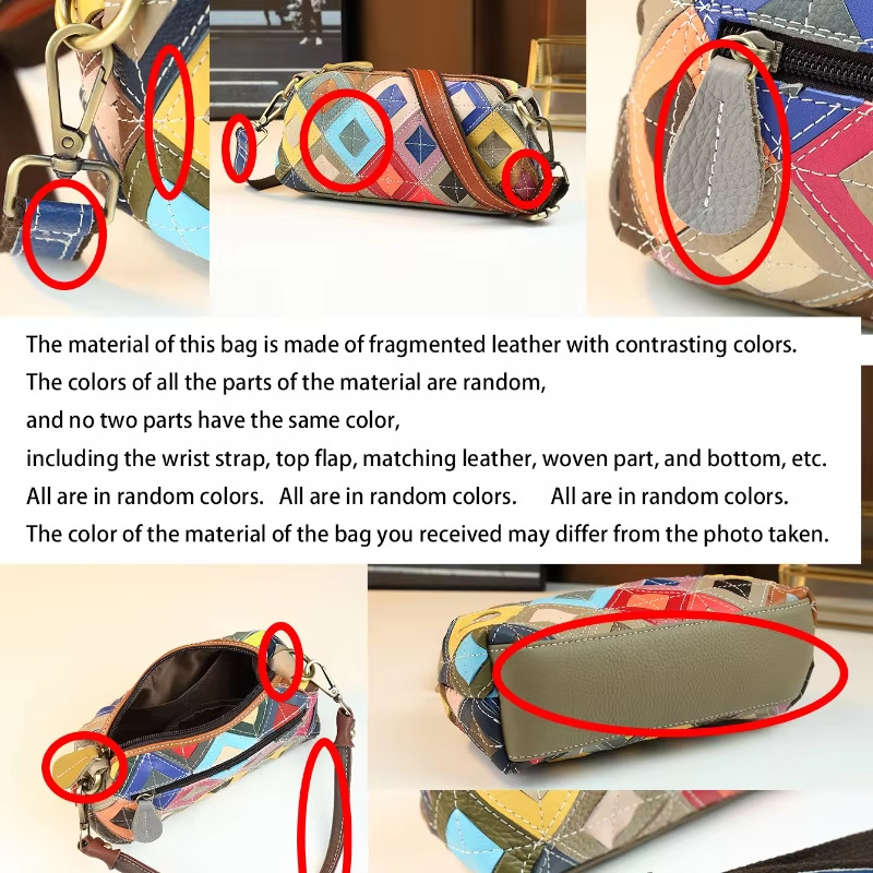 Women's Ethnic Style Colorful Plaid Leather Crossbody Shoulder Bag_voghion.com