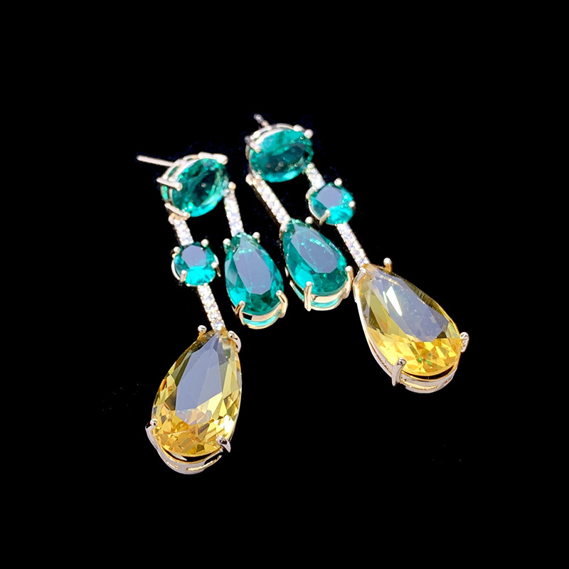 18g Weight Zircon Inlay Material Drop Earrings Classification 1 Pair Ig Style Casual Water Droplets Inlay Copper Zircon Drop Earrings