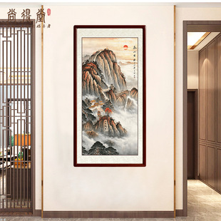 Five Mountains Landscape Painting Entrance Decoration Painting Ink Landscape Painting Hanging Painting Good Luck Tai Mountain Sunrise Painting Backing Painting