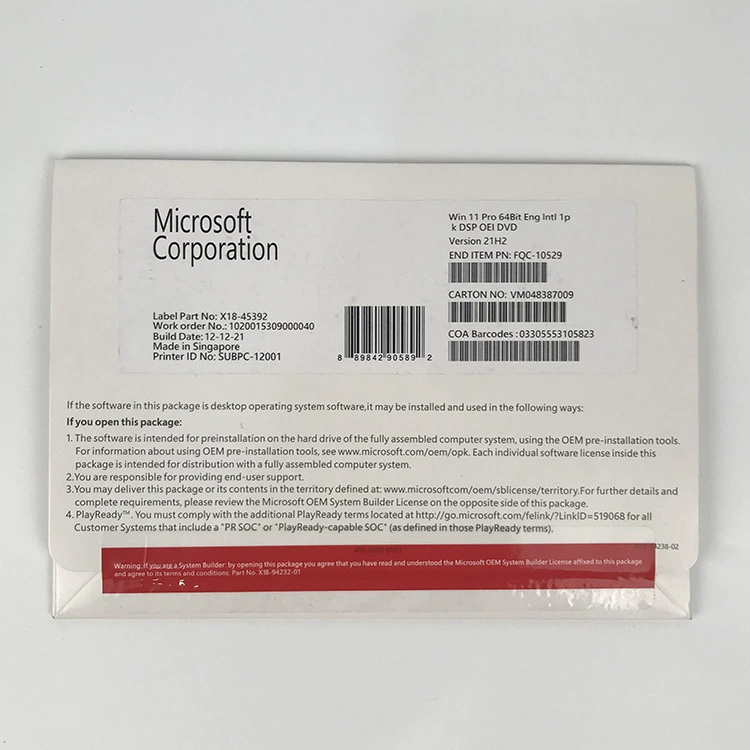 Английский Windows 11 Pro Программное обеспечение операционной системы, установка DVD, активация сети