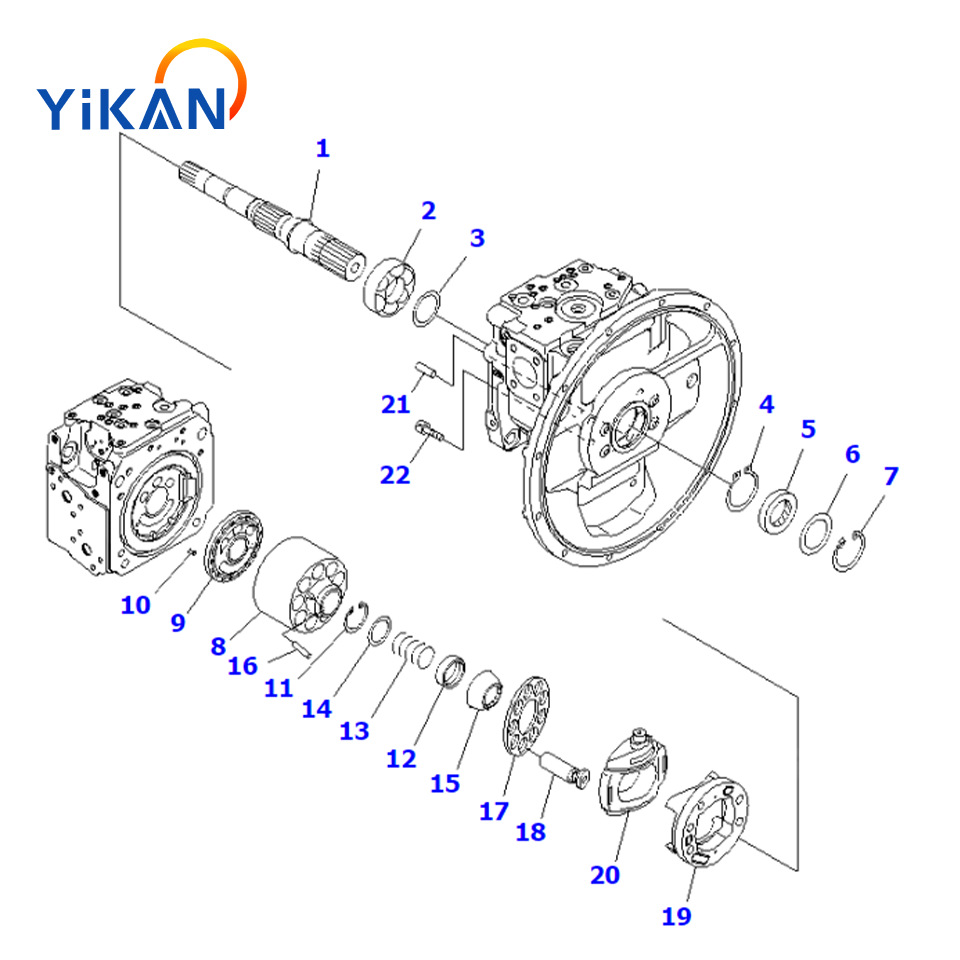 Excavator parts PC200-8 excavator hydraulic pump transmission shaft 708-2L-32160 main pump piston shaft