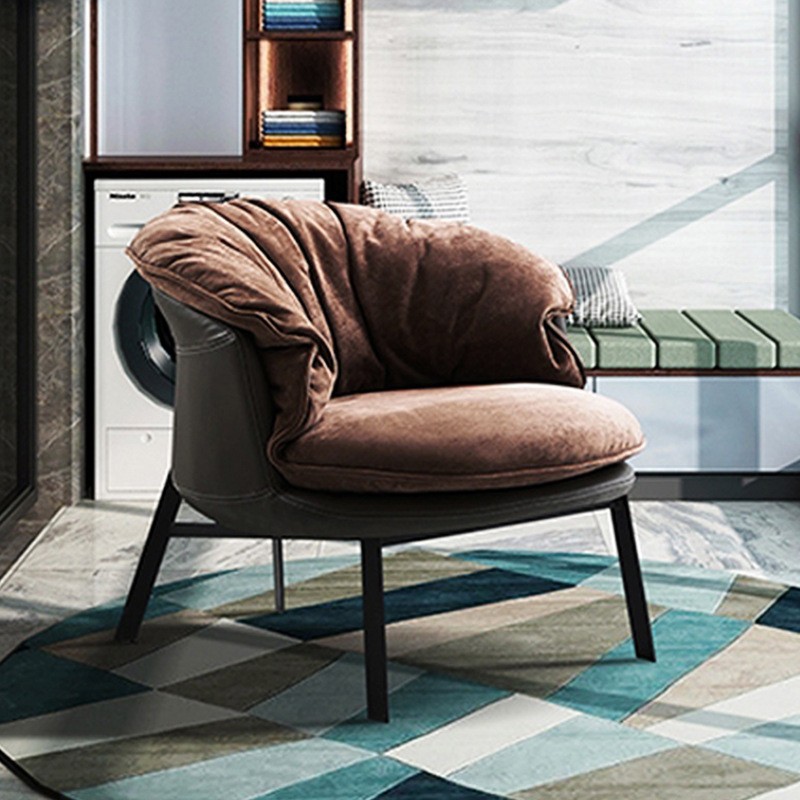 Pleated Fabric Leisure Chair, Lazy Cloud-Like Single Sofa Chair, Living Room Cafe, Light Luxury and Comfortable Wrapped Chair