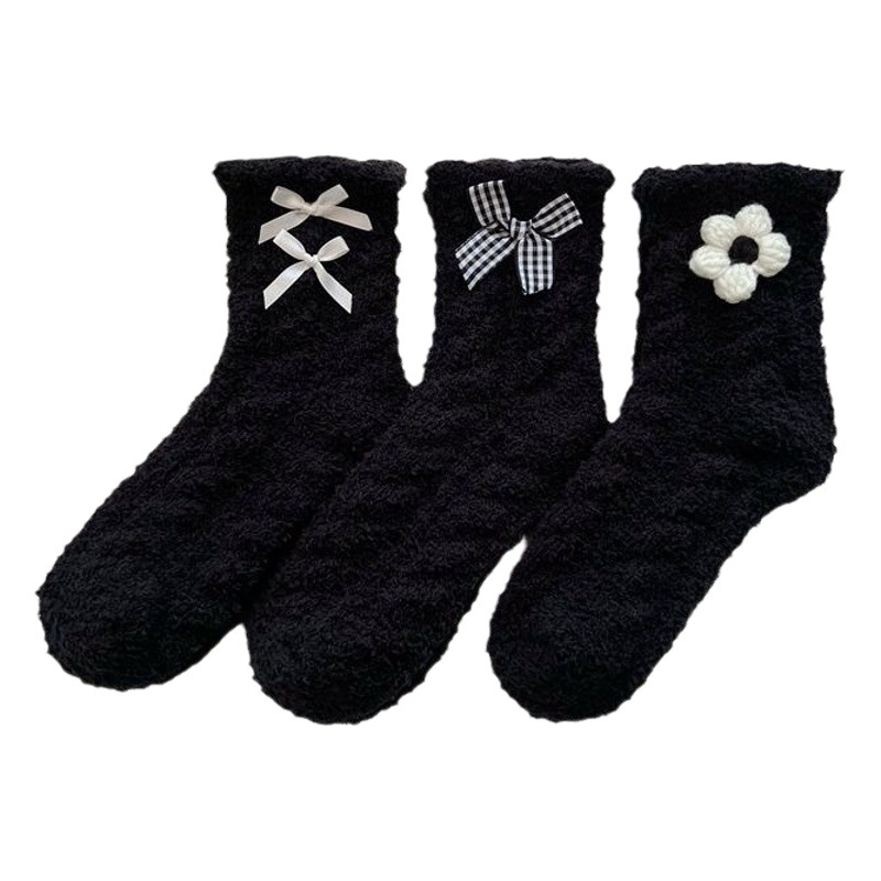 Calcetines de Piso de Lana de Coral Cálidos y Antifricción para el Hogar e Invierno