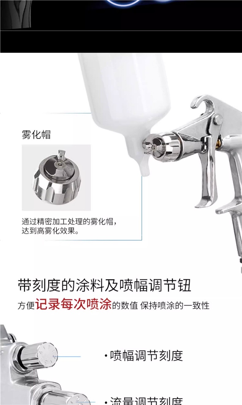 Taiwan Poly R2-R/F small pneumatic paint spray gun, for furniture, leather, touch-up, and repair painting