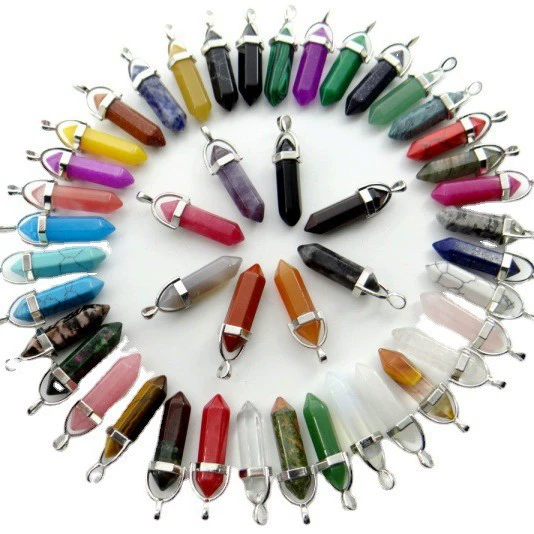 Трансграничная Горячая Распродажа натуральный хрустальный камень подвеска Агат шестиугольная колонна пуля Европейское и американское ожерелье Amazon Ebay