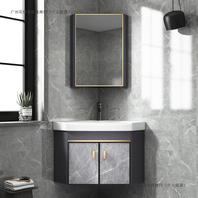 Wall-Mounted Small Bathroom Cabinet Corner Washbasin Bathroom Triangle Washbasin Corner Washbasin Cabinet Combination