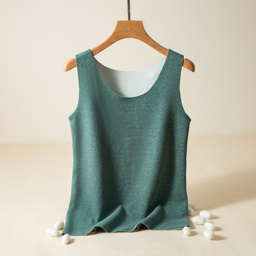 Silk Fleece Heated Vests for Women - Autumn/Winter Invisible Base Layer Top with Detachable Straps, Fleece Lined, Thick and Warm, Close-Fitting Base Shirt