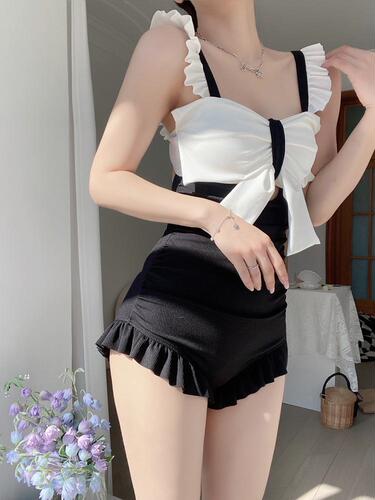 SOPHIE one-piece swimsuit female Japanese style small fresh pure desire covering belly high waist cute sexy ins style hot spring vacation