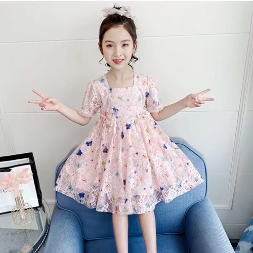 Baby Princess Dress Girls' Summer Dress 2024 New Children's Fashion Children's Skirts Summer Short Sleeve Chiffon Dress