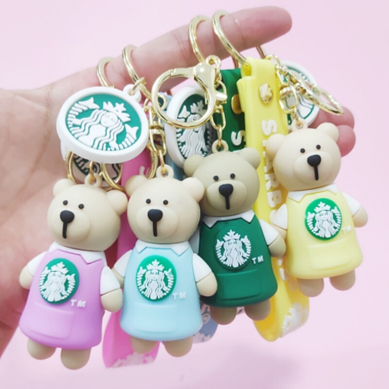 Cross-border Amazon exquisite Starbucks keychain Cartoon creative bear doll bag pendant anime wholesale Cross-border Amazon exquisite Starbucks keychain Cartoon creative bear doll bag pendant anime wholesale