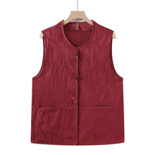 秋装新款妈妈马甲外套大码宽松纯色坎肩中老年气质百搭马夹高端潮