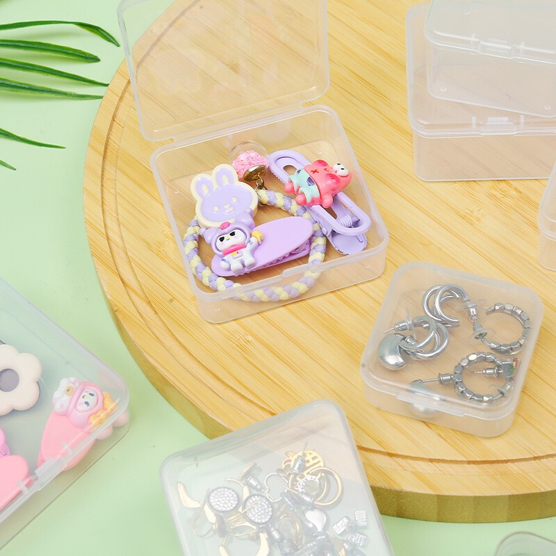 Manufacturer's Pp Transparent Storage Box with Lid, Dustproof, for Stationery, Parts, Jewelry Accessories, Small Plastic Mini Square Box