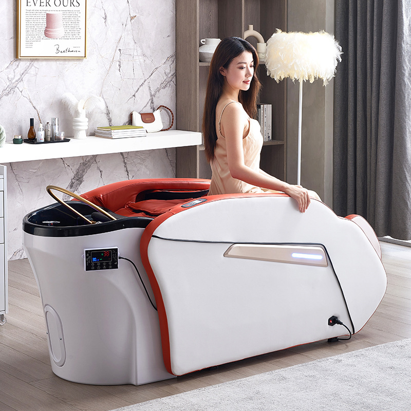 Cama de champú de masaje eléctrico inteligente peluquería especial circulación de agua automática fumigación cabeza terapia cama con calentador de agua