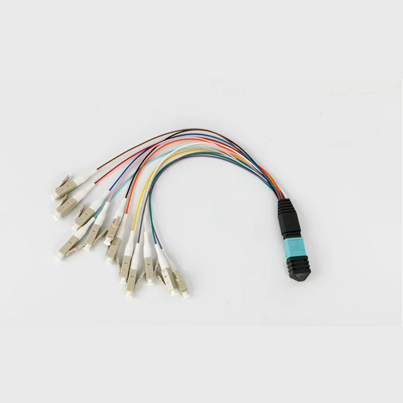 MPO-LC OM3 12-жильный предварительно окончанный пигтейльный кабель, предварительно окончанный многомодовый перемычка 10G MPO оптом