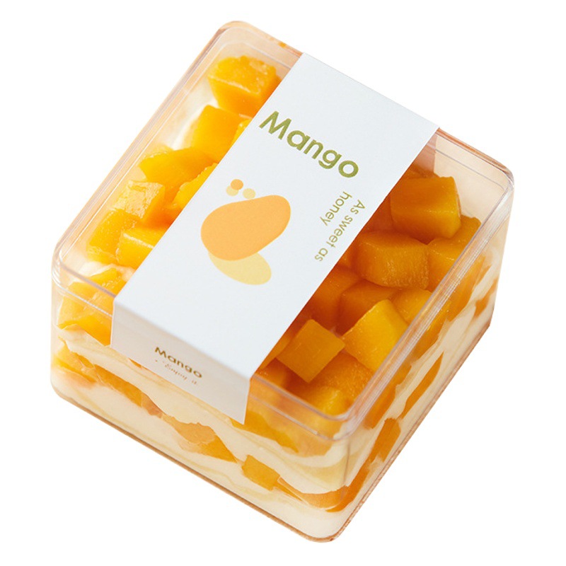 Tiramisú caja de plástico transparente galletas supermercado postre pastel mousse soja leche Jujube embalaje caja delgada