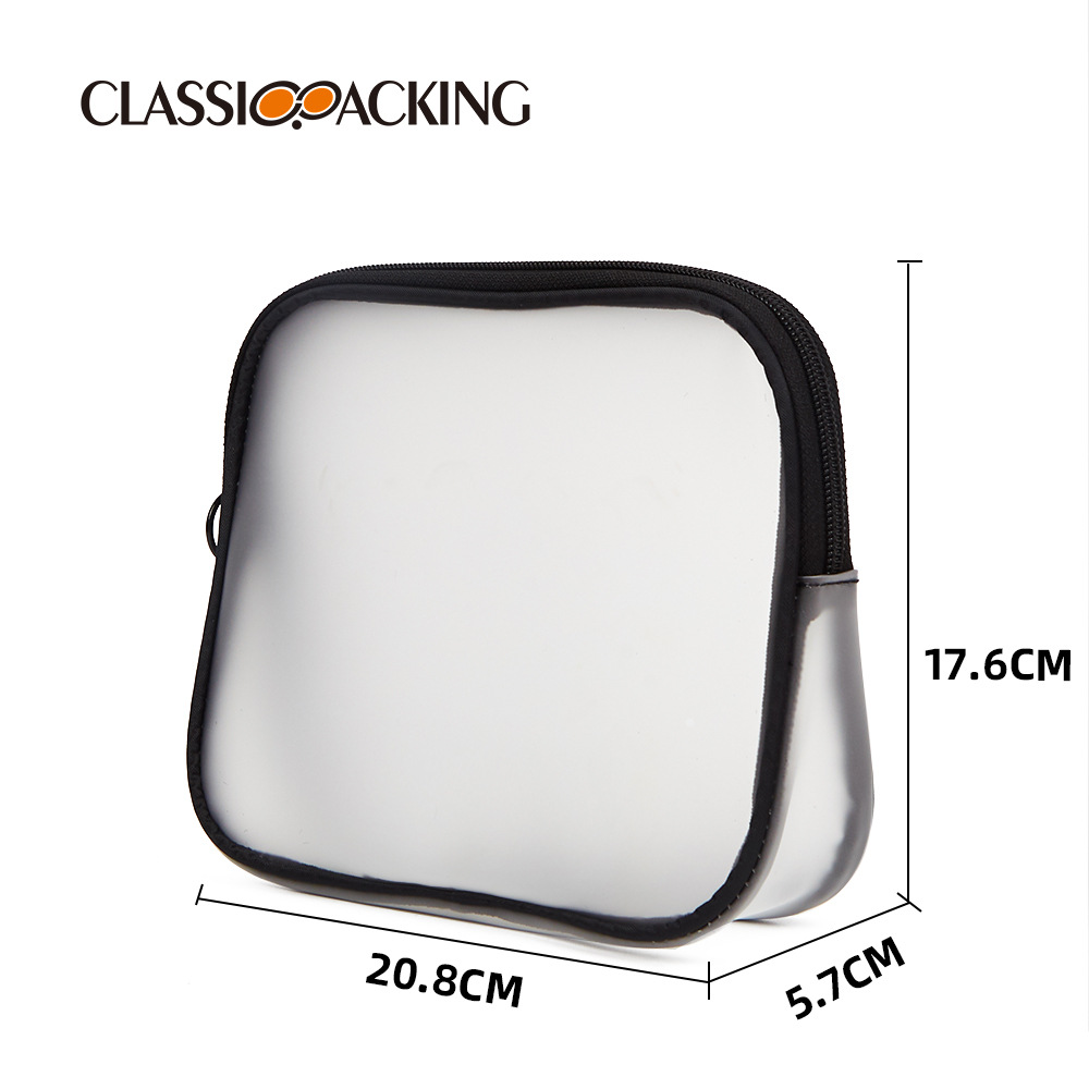 Bolsa de cosméticos simple esmerilado transparente impermeable cuidado de la piel bolsa de almacenamiento logotipo impreso bolsa de lavado de viaje de gran capacidad