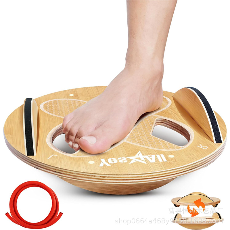 Wooden Fitness Balance Board Adult Toe Balance Board Swing Board Trainer Fitness Balance Board Disc Pedal