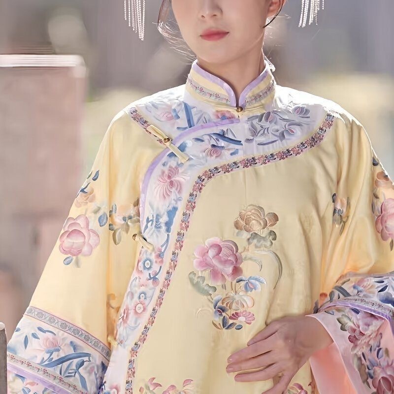 Hanfu Qing Dynasty Han Women's Clothing Qing Dynasty Princess Printed Vest Costume Cheongsam Ancient Costume Blue Princess Outfit Others Hanfu Qing Dynasty Han Women's Clothing Qing Dynasty Princess Printed Vest Costume Cheongsam Ancient Costume Blue Princess Outfit Others