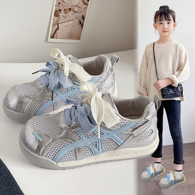 子供用軽量2025新しい女の子の白い靴、夏用、通気性が良く、履きやすい、柔らかいソール、多用途のカジュアルスポーツフォレストシューズ|undefined