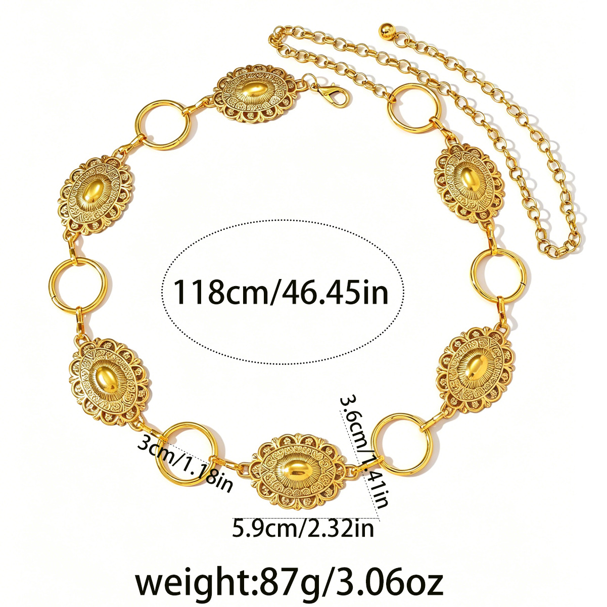 Waist Chain Body Chain Europea Ad America Cross-border Jewelry Bohemia Metal Waist Retro Ethic Style Geometric Oval Belt Wome's Body_voghion.com
