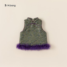 宥宝童装儿童新中式马甲冬季加厚小童拜年服复古中国风女童上衣