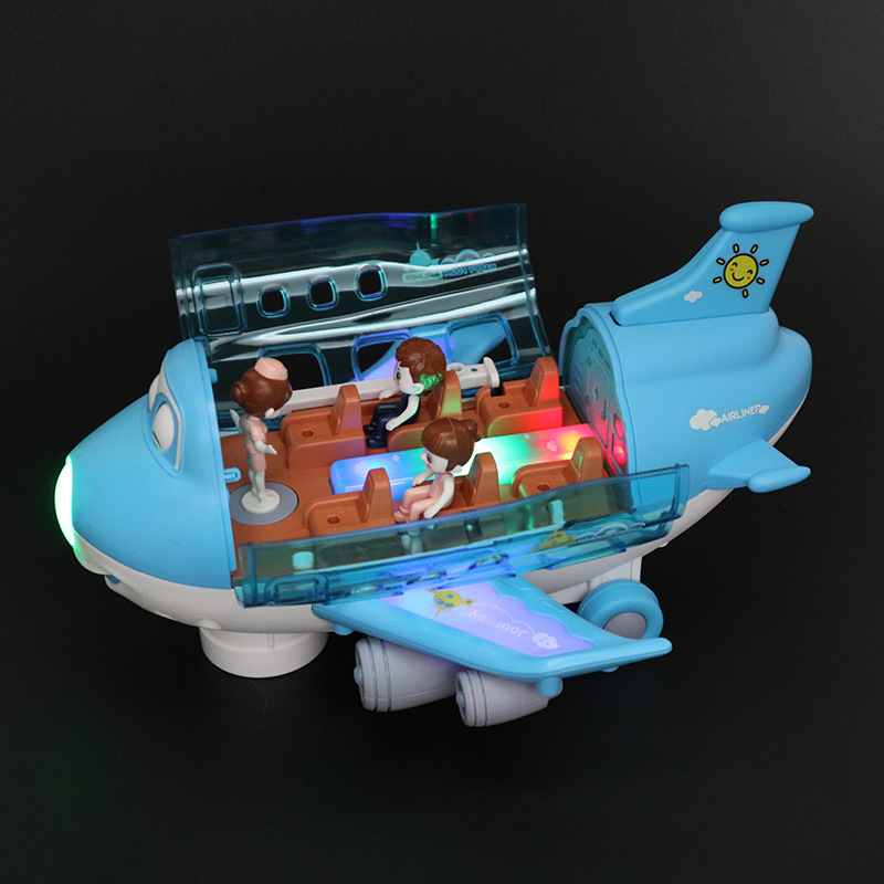 Tiktok universal para niños Q lindo avión de pasajeros música ligera universal 360 aviones giratorios modelo de coche de juguete eléctrico transfronterizo