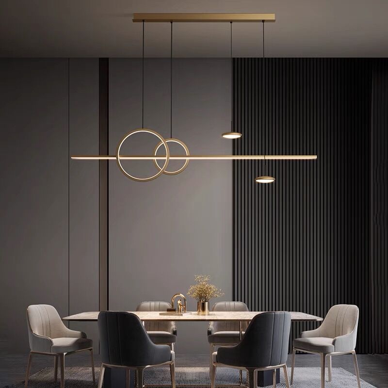 Modern Light Luxury All Copper Villa Restaurant Chandelier Designer Personalized Simple Model Room Island Bar Decorative Lamp
